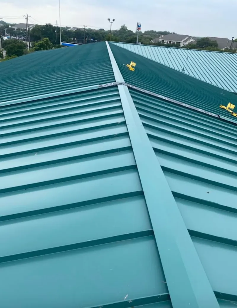 Green commercial metal roof ridge and valley for Metal Roof Repair in North Bergen